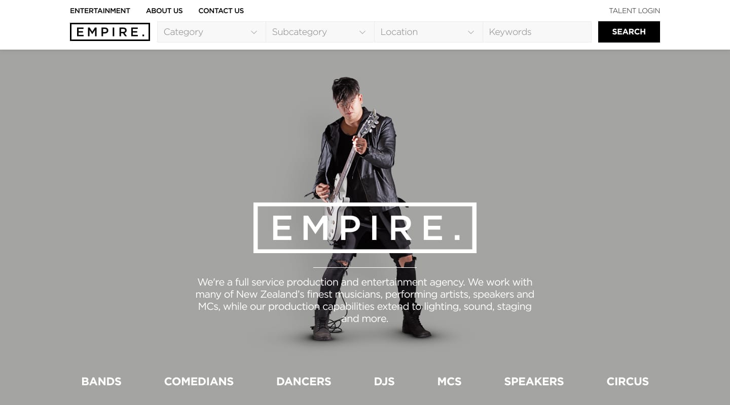 Empire Agency project case study – Desktop designs.